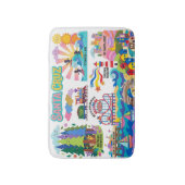 Santa Cruz Illustrated Map Boardwalk Beach Surfing バスマット (正面縦)