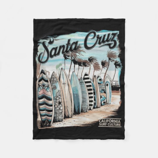Santa Cruz Men Women California Retro Sunset Vinta フリースブランケット (正面)