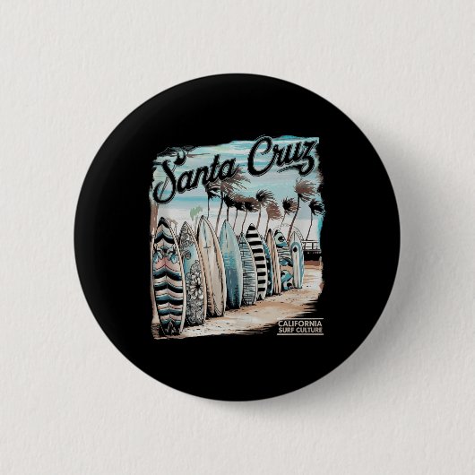 Santa Cruz Men Women California Retro Sunset Vinta 缶バッジ (正面)