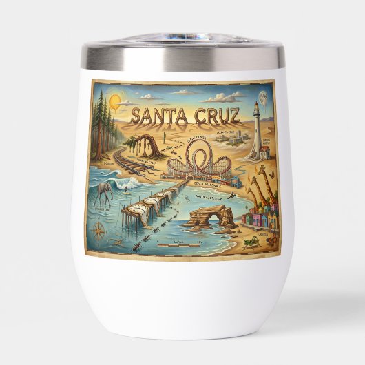 Santa Cruz Pop Art Map – Bold Coastal Landmark (正面)