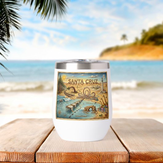 Santa Cruz Pop Art Map – Bold Coastal Landmark (ビーチ (回転後))