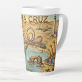Santa Cruz Pop Art Map – Bold Coastal Landmark カフェラテマグ (右アングル)