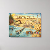 Santa Cruz Pop Art Map – Bold Coastal Landmark キャンバスプリント (正面)