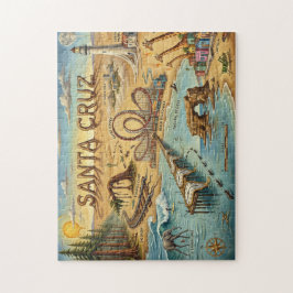 Santa Cruz Pop Art Map – Bold Coastal Landmark ジグソーパズル