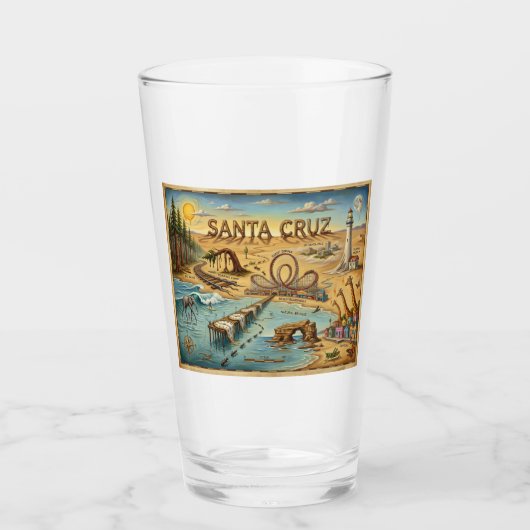 Santa Cruz Pop Art Map – Bold Coastal Landmark タンブラーグラス (正面)