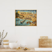 Santa Cruz Pop Art Map – Bold Coastal Landmark ポスター (キッチン)