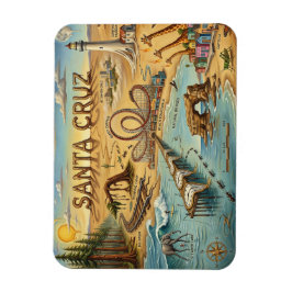 Santa Cruz Pop Art Map – Bold Coastal Landmark マグネット