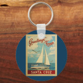 Santa Cruz Sailboat Vintage Travel California キーホルダー (正面)
