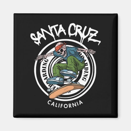 Santa Cruz Skater Laid Back California Skeleton Sk マグネット (正面)