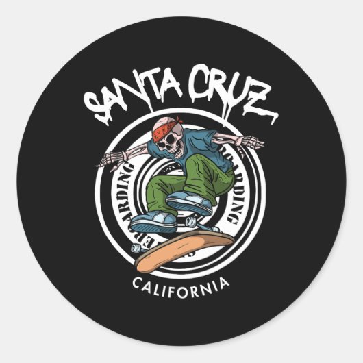 Santa Cruz Skater Laid Back California Skeleton Sk ラウンドシール (正面)