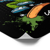 Santa-cruz Skeleton Skateboard Beach Funny Hallowe ポスター (角)