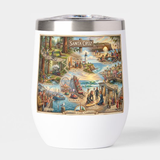 Santa Cruz Vibe Map – Cultural Coastal Art Print (正面)