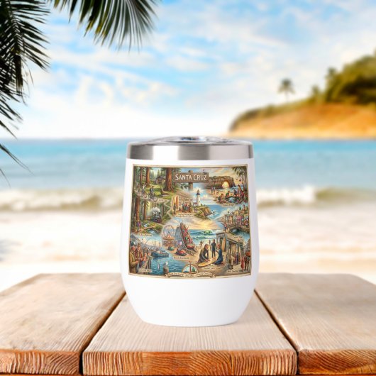 Santa Cruz Vibe Map – Cultural Coastal Art Print (ビーチ (回転後))