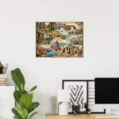 Santa Cruz Vibe Map – Cultural Coastal Art Print ポスター (ホームオフィス)