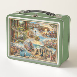 Santa Cruz Vibe Map – Cultural Coastal Art Print メタルランチボックス