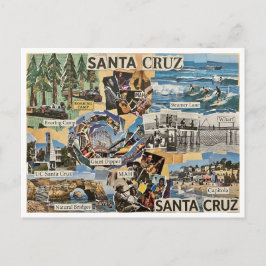 Santa Cruz Vintage Collage – Coastal Memories Art  ポストカード