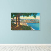 Santa CruzSanta Cruz、カリフォルニア州カジノとピア キャンバスプリント (インサイチュ (ウッドフロア))