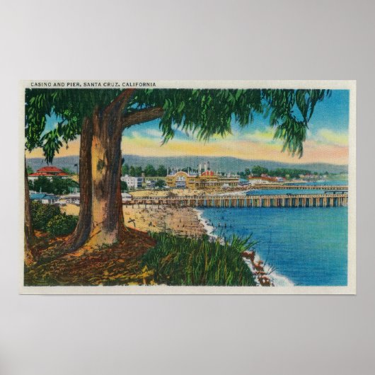 Santa CruzSanta Cruz、カリフォルニア州カジノとピア ポスター (正面)