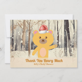 Santa Cute Bear Baby Shower Custom Thank You Card シーズンカード