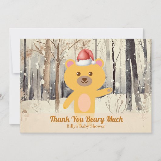 Santa Cute Bear Baby Shower Custom Thank You Card シーズンカード (正面)