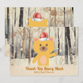 Santa Cute Bear Baby Shower Custom Thank You Card シーズンカード (正面/裏面)
