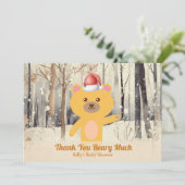 Santa Cute Bear Baby Shower Custom Thank You Card シーズンカード (スタンド正面)