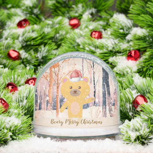 Santa Cute Bear Personalized Christmas Snow Globe (クリスマス)