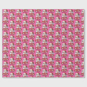 Santa Cute Jolly Girl Pink Red Presents ラッピングペーパー (フラット)