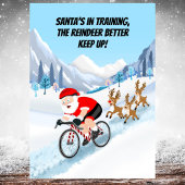 Santa Cycling with Reindeer カード