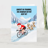 Santa Cycling with Reindeer カード (正面)