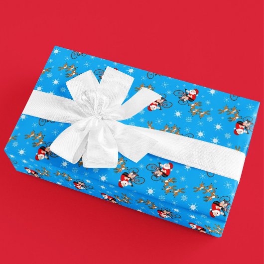 Santa Cycling with Reindeer  ラッピングペーパー