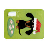 Santa Dachshundのクッキー マグネット (横)