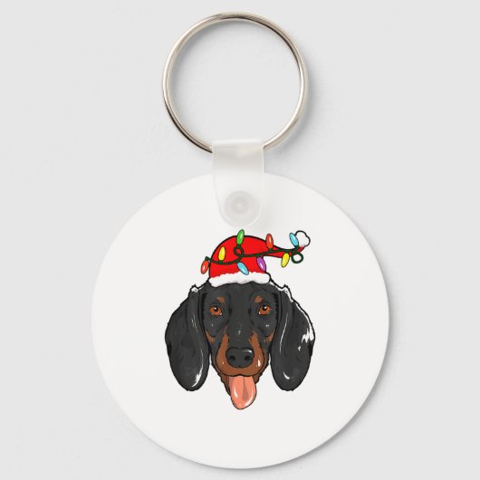 Santa Dachshund Light Christmas  キーホルダー (正面)