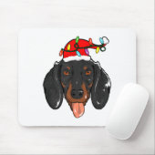 Santa Dachshund Light Christmas  マウスパッド (マウス)