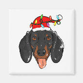 Santa Dachshund Light Christmas  マグネット (正面)