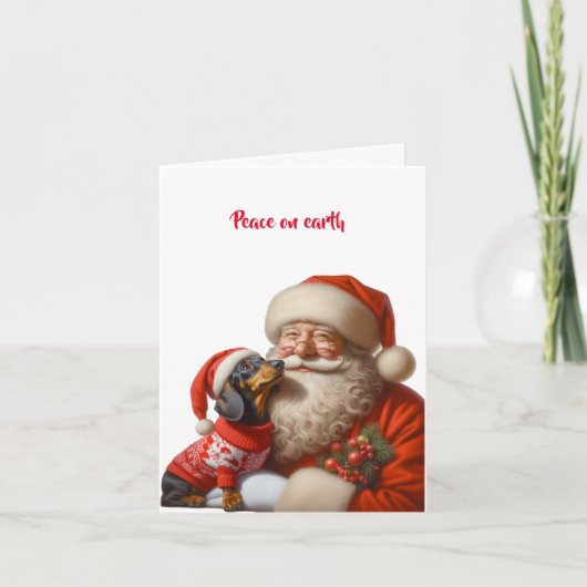 SANTA DACHSHUND PUPPY CHRISTMAS CARD カード (正面)