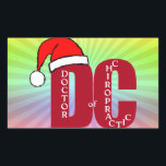 Santa DC Doctor of Christmas Logoカイロプラクティック 長方形シール<br><div class="desc">Santa DC Doctor of Christmas Logo - DC大きな赤い頭字語でカイロプラクティックにおもしろいSanta Hatを着ている。</div>