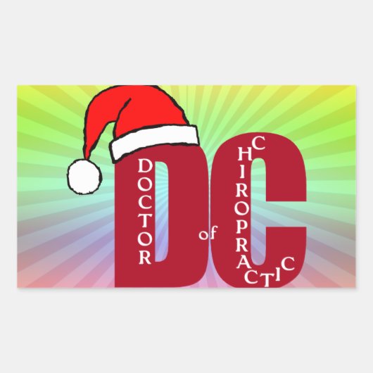 Santa DC Doctor of Christmas Logoカイロプラクティック 長方形シール (正面)