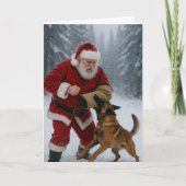 Santa decoy Belgian Malinois Christmas card カード (正面)