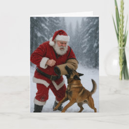 Santa decoy Belgian Malinois Christmas card カード