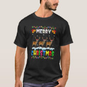 Santa Deer Animals Merry Christmas Pajama Tシャツ (正面)