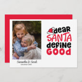 Santa Defineおもしろい Good Holiday Photo シーズンカード (正面/裏面)
