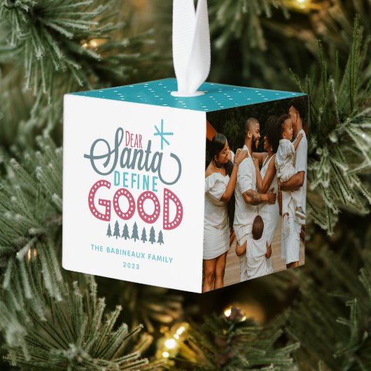 Santa Define親愛 Good 3フォトキューブオーナメント キューブオーナメント (ツリー)