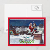 Santa delivering armload of books ポストカード (正面/裏面)