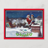 Santa delivering armload of books ポストカード (正面)