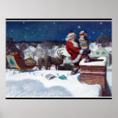 Santa delivering armload of books by Wyeth ポスター (正面)