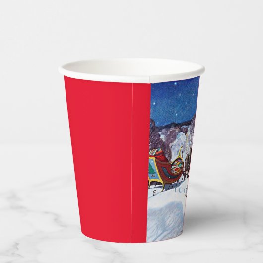 Santa Delivering Books 紙コップ (右)