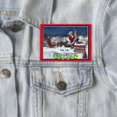 Santa Delivering Books at Christmas 缶バッジ (インサイチュ)