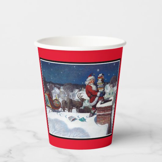 Santa Delivering Books at Christmas, Paper Cups 紙コップ (正面)