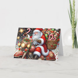 Santa Delivering Packages on Red Motorcycle シーズンカード